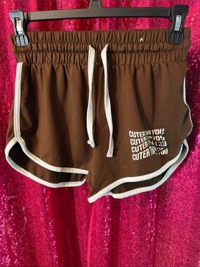 Y2K Rue 21 Brown Drawstring Women’s Athletic Shorts with Contrast Trim